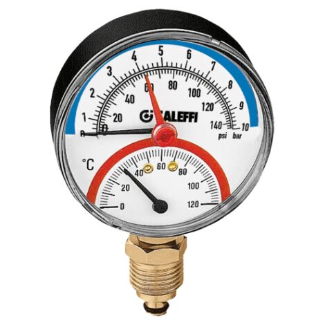 Termomanometro, attacco radiale 1/2". Bar 0-6, 0-120 °C Caleffi 503160 0-6