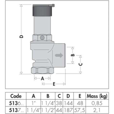 Valvola Di Sicurezza Temperatura/pressione CALEFFI 3/4" - Taratura 90°C E 7 Bar, Per Impianti Idrici