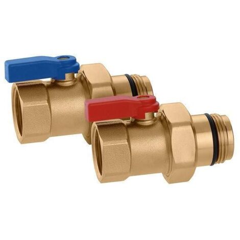 Coppia valvole di intercettazione a sfera con tenuta O-Ring. Per collettori serie 664 e 665. Caleffi 391066 1"F