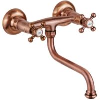 Gruppo lavello a muro con canna orientabile ramato Paffoni serie Belinda-Melissa FBLV161RM Ottone - Ramato