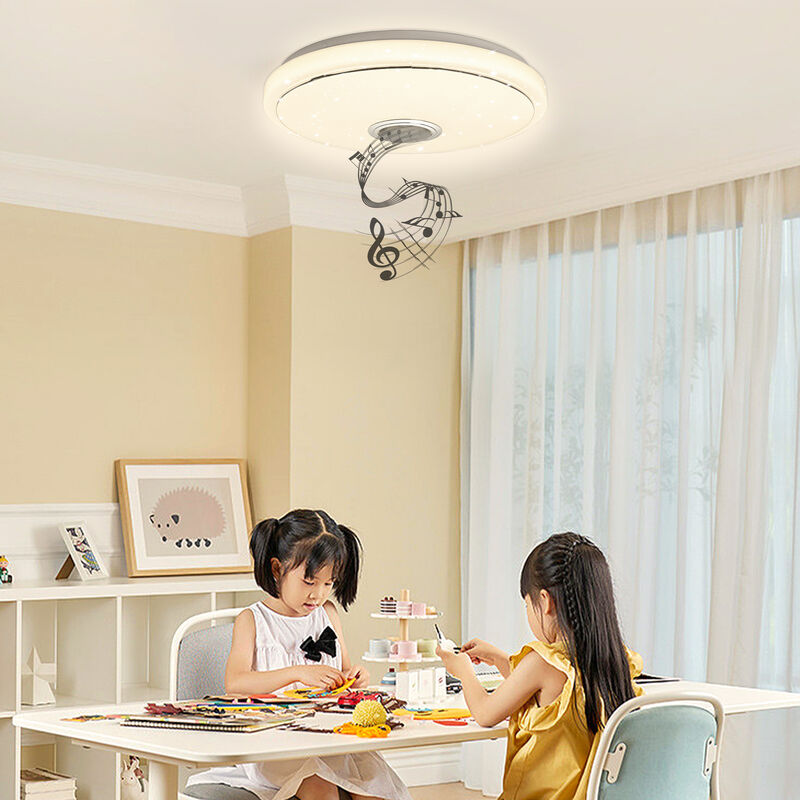 AUFUN Lautsprecher, Wohnzimmer, Kinderzimmer, Bluetooth Deckenlampe Fernbedienung für Schlafzimmerlampe mit mit APP Dimmbar Steuerung, Led 36W 36W und Deckenleuchte