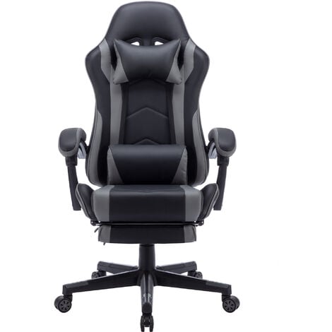 AUFUN Gaming Stuhl, Bürostuhl Ergonomisch mit Vibration Massage Lendenkissen,  Fußstütze, Kopfstütze, Ergonomisch, Massage Gaming Sessel, 150