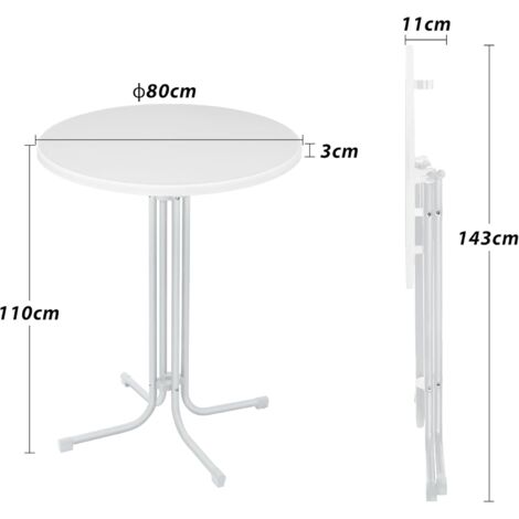 Produktbild von Bartisch Küche AufuN Gastro Stehtisch Klappbarer 80 Cm Bistrotisch Aus Aluminium Rund 110 Cm Hoch Bartisch, Leichte Montage, Partytisch