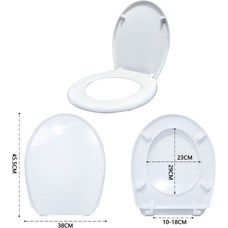 AUFUN WC Sitz Toilettendeckel Toilettensitz Universal mit Absenkautomatik, hochwertige Qualität und Schnellbefestigung, viele bunte Motive, WC Deckel aus Hartplastik Duroplast-Schwarz
