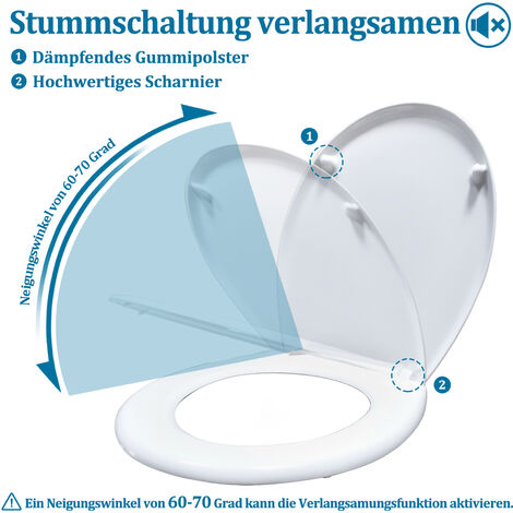 AUFUN WC Sitz Toilettendeckel Toilettensitz Universal mit Absenkautomatik, hochwertige Qualität und Schnellbefestigung, viele bunte Motive, WC Deckel aus Hartplastik Duroplast-Schwarz