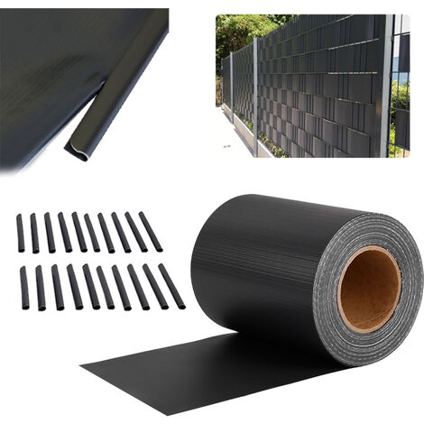 PVC Sichtschutzstreifen Für Doppelstabmattenzaun – 105m X 19cm, Hellgrau, Inkl. 60 Clips, Wind- & Blickdicht