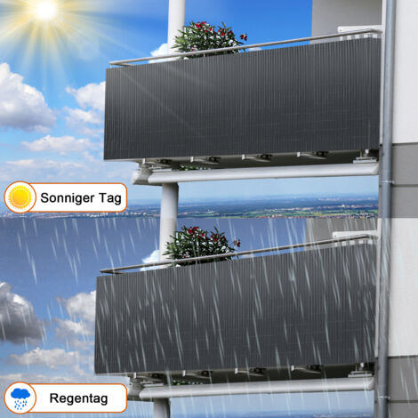 TATIVALO PVC Sichtschutzmatte 160x400cm Anthrazit - Doppelt Verstärkt, UV-beständig Für Balkon & Gartenzaun