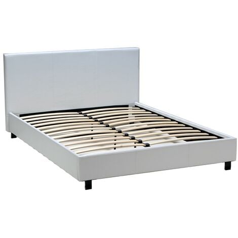 Lit ATLANTA 140x190 + 1 sommier / Blanc/ 208x154x89