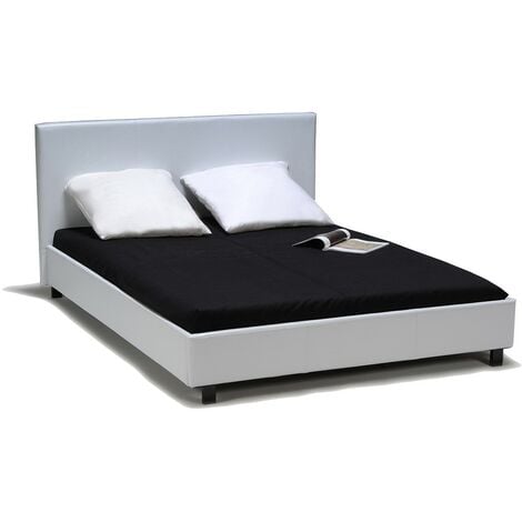 Lit ATLANTA 140x190 + 1 sommier / Blanc/ 208x154x89