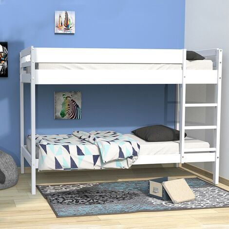 Le Quai Des Affaires – Lit superposé 90x190 cm en pin massif – Finition laquée blanche – Hauteur entre sommiers 78 cm – Charge max 80 kg par couchage