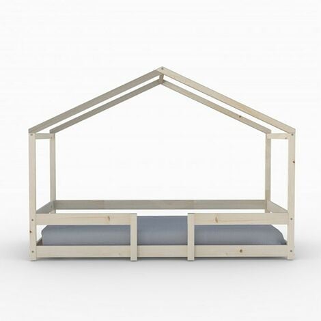 Lit cabane INDIANA 90x190 + sommier / Naturel/ 199x95x152