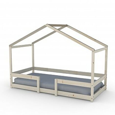 Lit cabane INDIANA 90x190 + sommier / Naturel/ 199x95x152