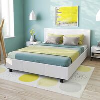 Lit ATLANTA 140x190 – Structure métallique – Revêtement PVC blanc – Sommier 28 lattes – Dimensions 208x154x89 cm – Weber Industries