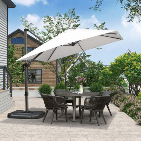 Purple Leaf – Parasol déporté aluminium 2,7 × 2,7 m carré – Tissu 240 g/m² UPF 50+ – Inclinaison 5 niveaux – Rotation 360° pour ombre ajustable