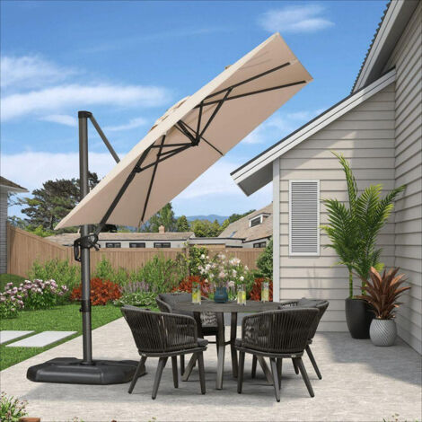 Purple Leaf – Parasol déporté 2,5 × 2,5 m carré – Aluminium antirouille – Tissu polyester 240 g/m² – Protection UV UPF 50+ – Inclinaison 5 positions – Rotation 360°