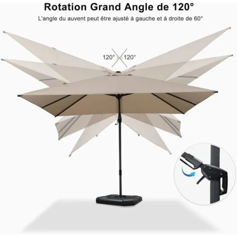 Purple Leaf – Parasol déporté en aluminium 2,7 × 2,7 m – Inclinaison 0 à 60° – Rotation 360° – Protection UV UPF 50+ – Pour balcon, piscine, terrasse