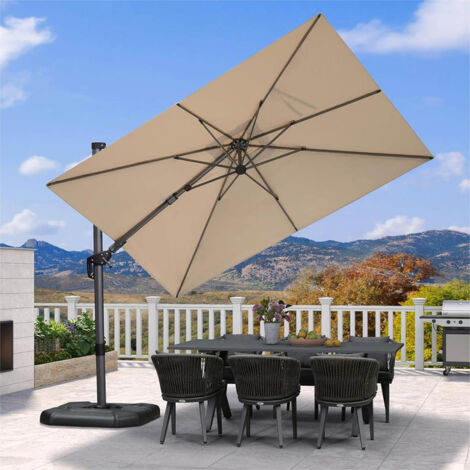 Purple Leaf – Parasol déporté en aluminium 2 × 3 m – Rectangulaire inclinable 360° – Tissu polyester 240 g résistant UV – Pour balcon, piscine, terrasse