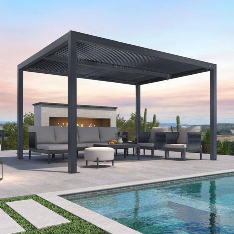Purple Leaf – Pergola bioclimatique 4 x 3,3 m – Aluminium avec lames orientables – Superficie 13,2 m² – Système de drainage intégré – Montage facile