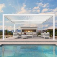 PURPLE LEAF Pergola Bioclimatique 4,8 x 3,68 m Pergola Aluminium Lames Orientables Superficie 17,66 m² Tonnelle de Jardin Exterieur Belvédères pour Patio Terrasse Exterieur, Blanc