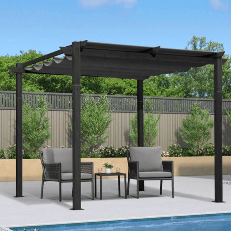 PURPLE LEAF Outdoor Retractable Pergola mit Sonnenschutz Vordach Patio Aluminium Pergola für Garten