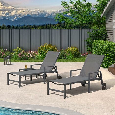 PURPLE LEAF Aluminium Outdoor Chaise Lounge mit Radern und Armlehnen fur Pool Hinterhof Strand