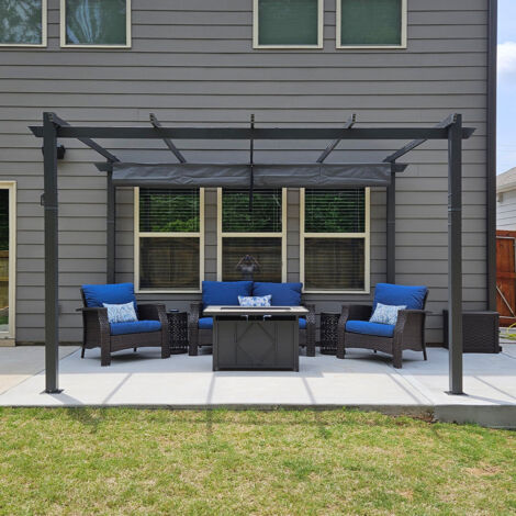 PURPLE LEAF Pergola Metall Garten Pavillon Pergola 3 x 3.65 m Wasserdicht Stabil Winterfest, Gartenpavillon Mit Sonnenschutz Überdachung, Grau
