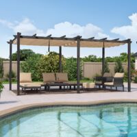PURPLE LEAF Pergola Metall Garten Pavillon Pergola 3.65 X 6 m Wasserdicht Stabil Winterfest, Gartenpavillon Mit Sonnenschutz Überdachung, Beige