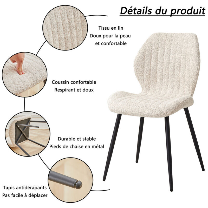 4 Chaises Pliantes Style Moderne - Confort Assise PU, Design Blanc Élégant Pour Salle à Manger, Bureau Ou Salon
