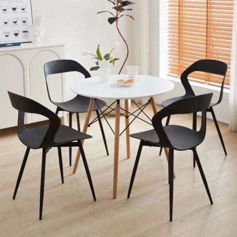 Wokaka Lot de 6 Chaises de Salle à Manger - Chaises Scandinaves - Chaises en Plastique avec Pieds en Métal - Noir