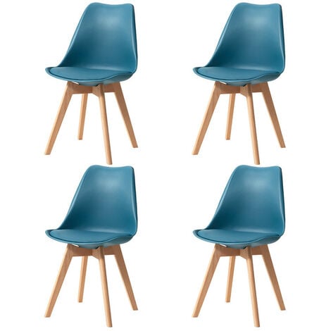 Lot de 4 chaises scandinaves gao tissu bleu - Conforama