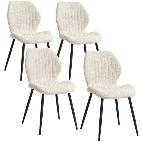 Wokaka Lot de 4 chaises - chaise de salle à manger rétro -chaise en lin-pieds en métal(Kaki)