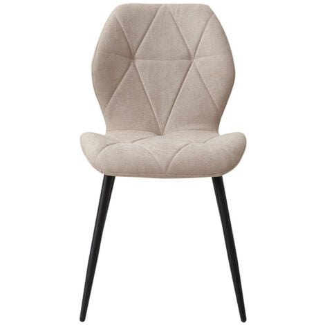 Wokaka Lot de 4 chaises - chaise de salle à manger vintage en forme de diamant - chaise en lin - pieds en métal(beige)