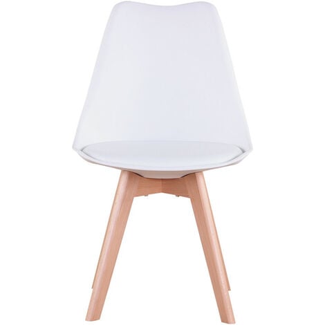 Wokaka Lot de 6 chaises de salle a manger - Coussin de siège en cuir-Scandinave(blanc)