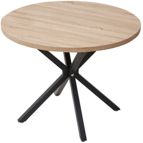 Wokaka Table à manger – table ronde design – bois clair – 100 x 77 cm (LxH)