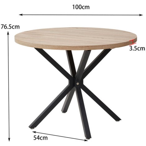 Wokaka Table à manger – table ronde design – bois clair – 100 x 77 cm (LxH)