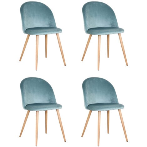 Wokaka Lot de 4 Chaise de salle à manger en velours Chaise de salon Coussins Doux en Velours Assise (vert)