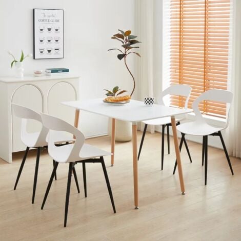 Wokaka Lot de 4 Chaises de Salle à Manger - Chaises Scandinaves - Chaises en Plastique avec Pieds en Métal - Blanc