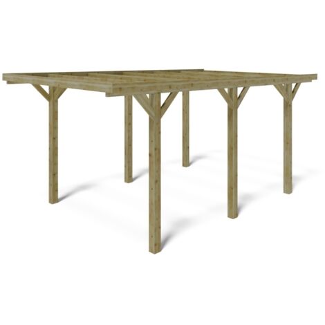 Altanka – Carport en bois traité 3,04x5,12 m – Abri auto 15,56 m² – Hauteur passage 2,07 m – Autoportant avec toiture latté