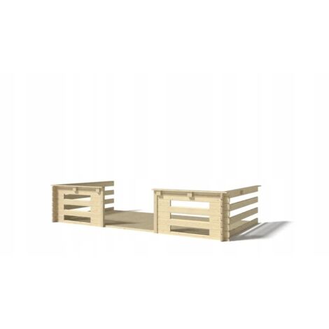 Terrasse en bois avec balustrade pour abri en bois - 12m2 - 4m x 3m - couleur: naturel (1/3)
