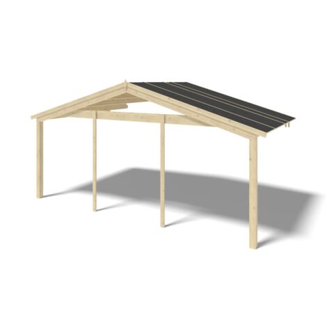 Avant-toit en bois 6x3m pour le chalet de jardin 6m, couleur naturel (1/4)