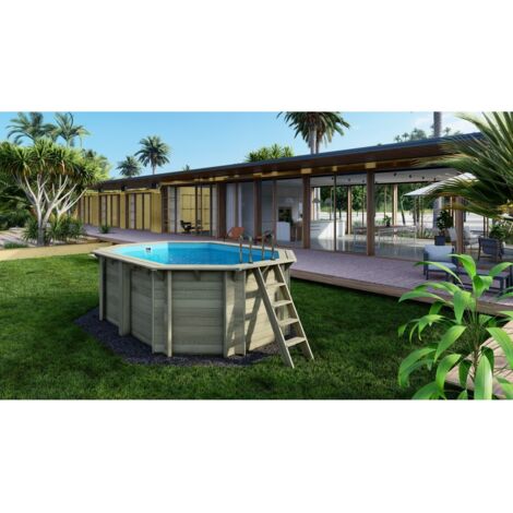 Altanka – Piscine hors sol en bois traité 4,3x3 m – Hauteur 1,31 m – Fixations à sceller – Volume 9,51 m³ – Épaisseur des parois 44 mm