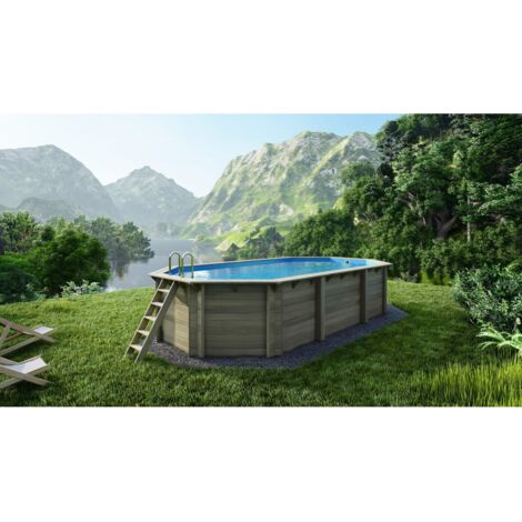 Piscine en bois Nemo 7,3x3,97 - H.1,45 m fixations à sceller