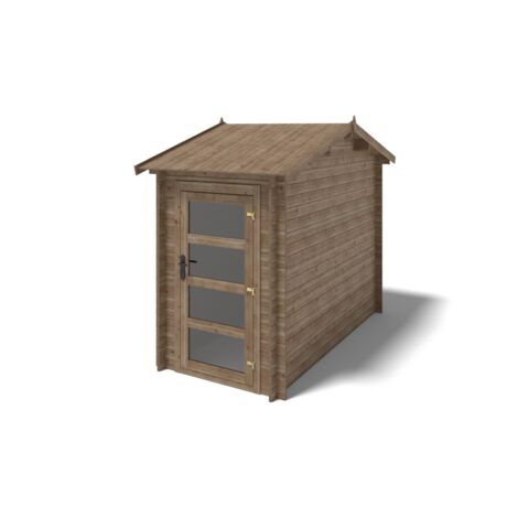 Abri de jardin en bois - 4,50m2 - 1,50x3m - Traité - Ep. 28mm - Couleur: marron (1/5)