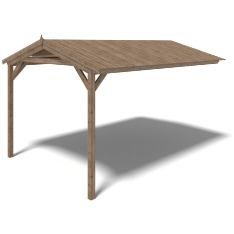 Avant-toit en bois 4x2,76m pour le chalet de jardin 4m, traité, marron (1/4)