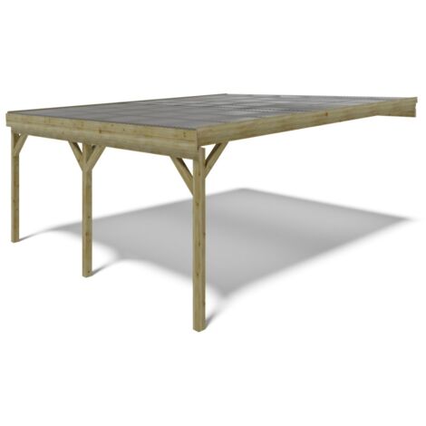 Altanka – Carport abri de voiture 5,80x5,06 m – Surface 29 m² – Couverture PVC – Hauteur passage 2,19 m – Traitement autoclave