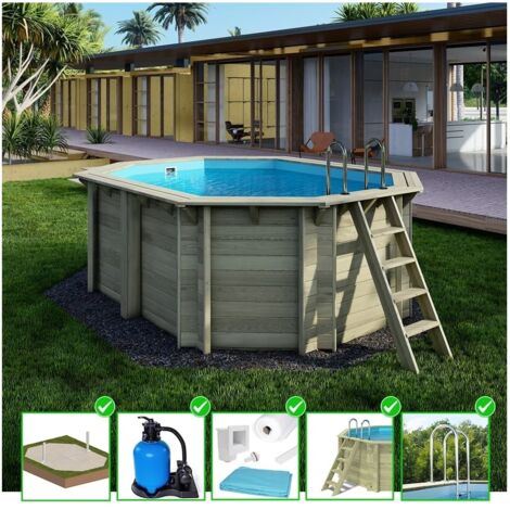 Piscine en bois Nemo 4,3x3 - H.1,31 m cadre en métal, sans dalle béton