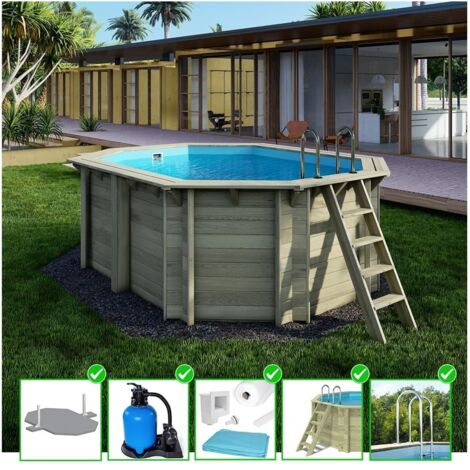 Piscine en bois Nemo 4,3x3 - H.1,31 m fixations à visser