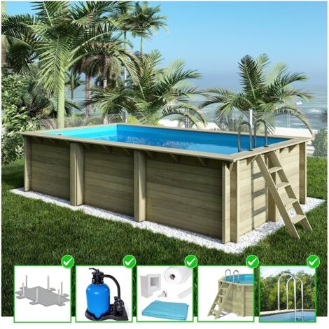 Piscine en bois Aqua 6,1x2,85 - H.1,31 m fixations à visser