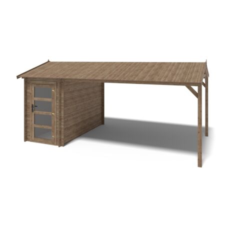 Abri de jardin en bois – 1,50x3 m avec extension de 1,50x2,76 m - 4,50 m² – Traité