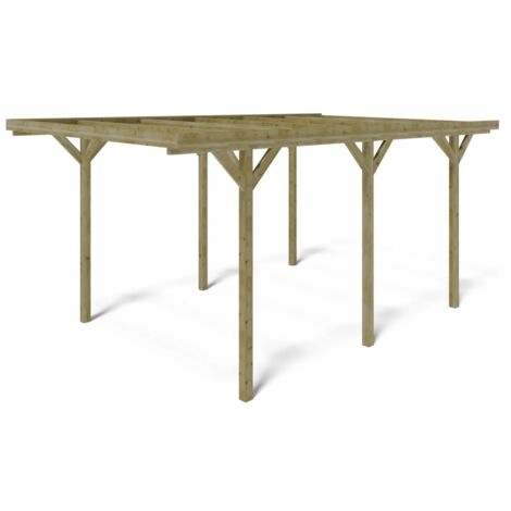 Altanka – Carport en bois traité 3,04x5,12 m – Surface 15,57 m² – Hauteur passage 2,07 m – Abri autoportant durable